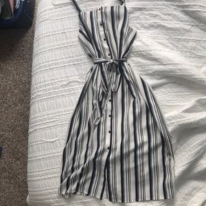 Forever 21 blue, gold, and white striped dress